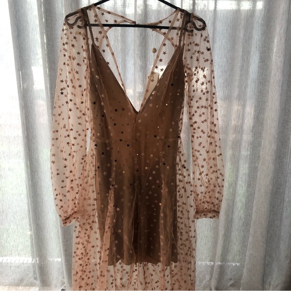 For Love & Lemons Sheer Star Maxi Dress Size Medium - Picture 5 of 11